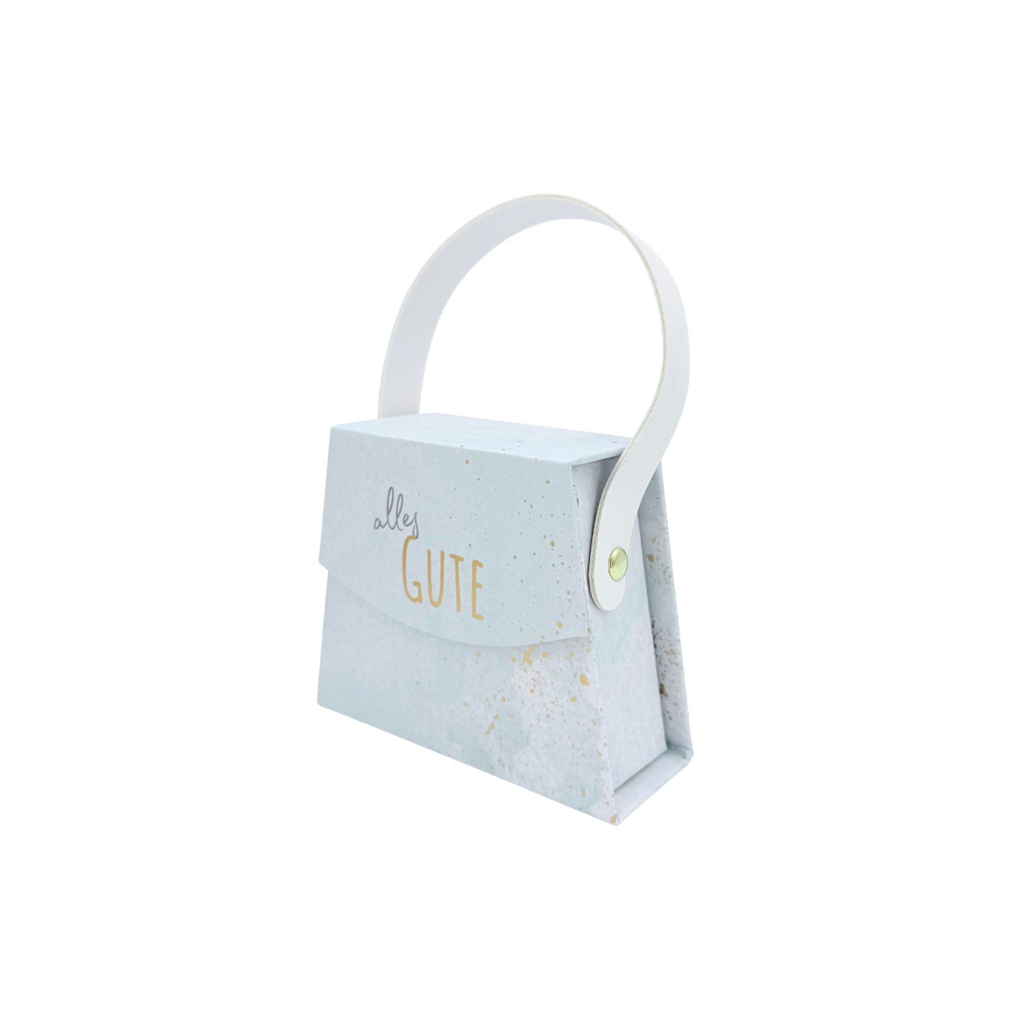 Mini Handtaschen-Geschenkschachtel. pastell "Alles Gute"