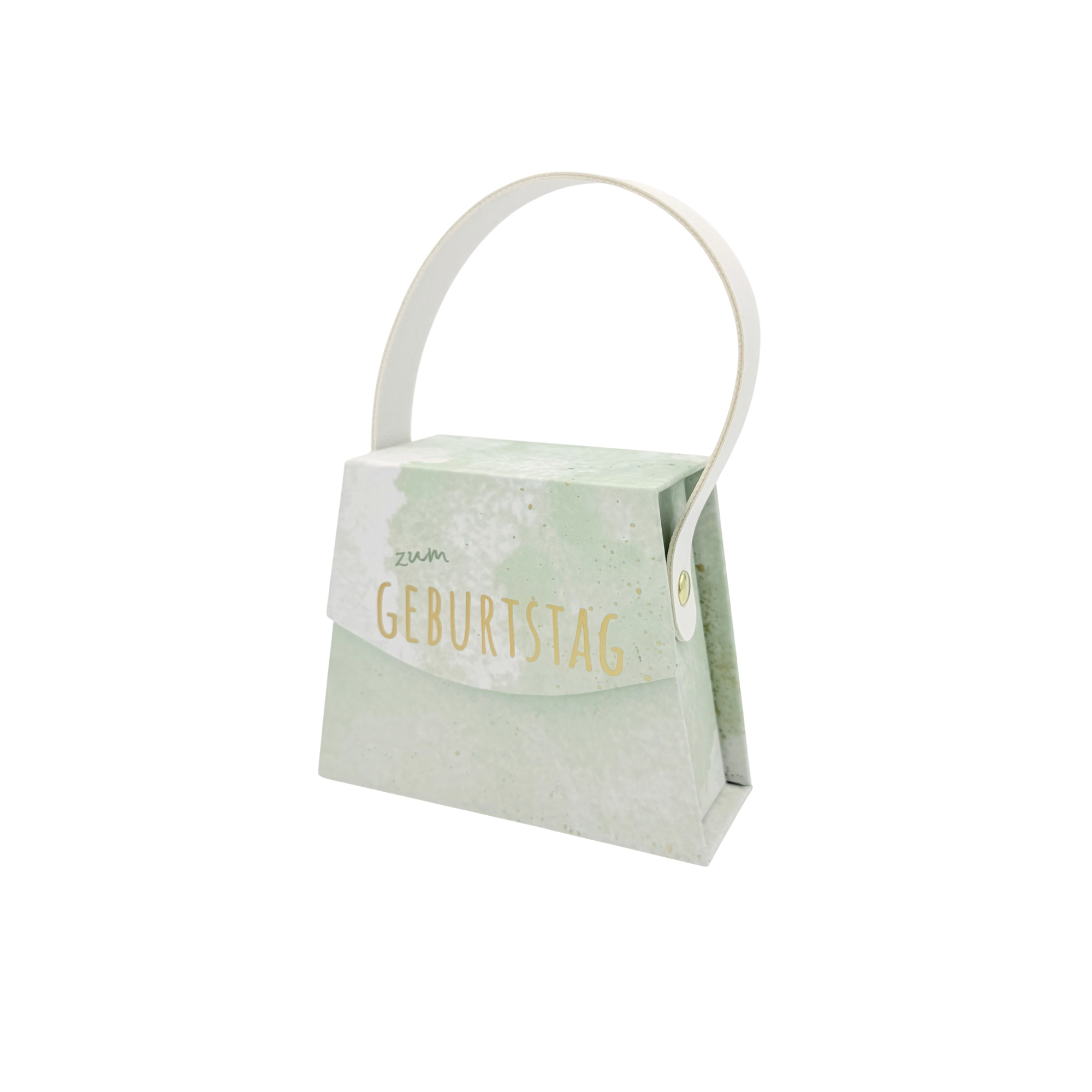 Mini Handtaschen-Geschenkschachtel. pastell "zum Geburtstag"