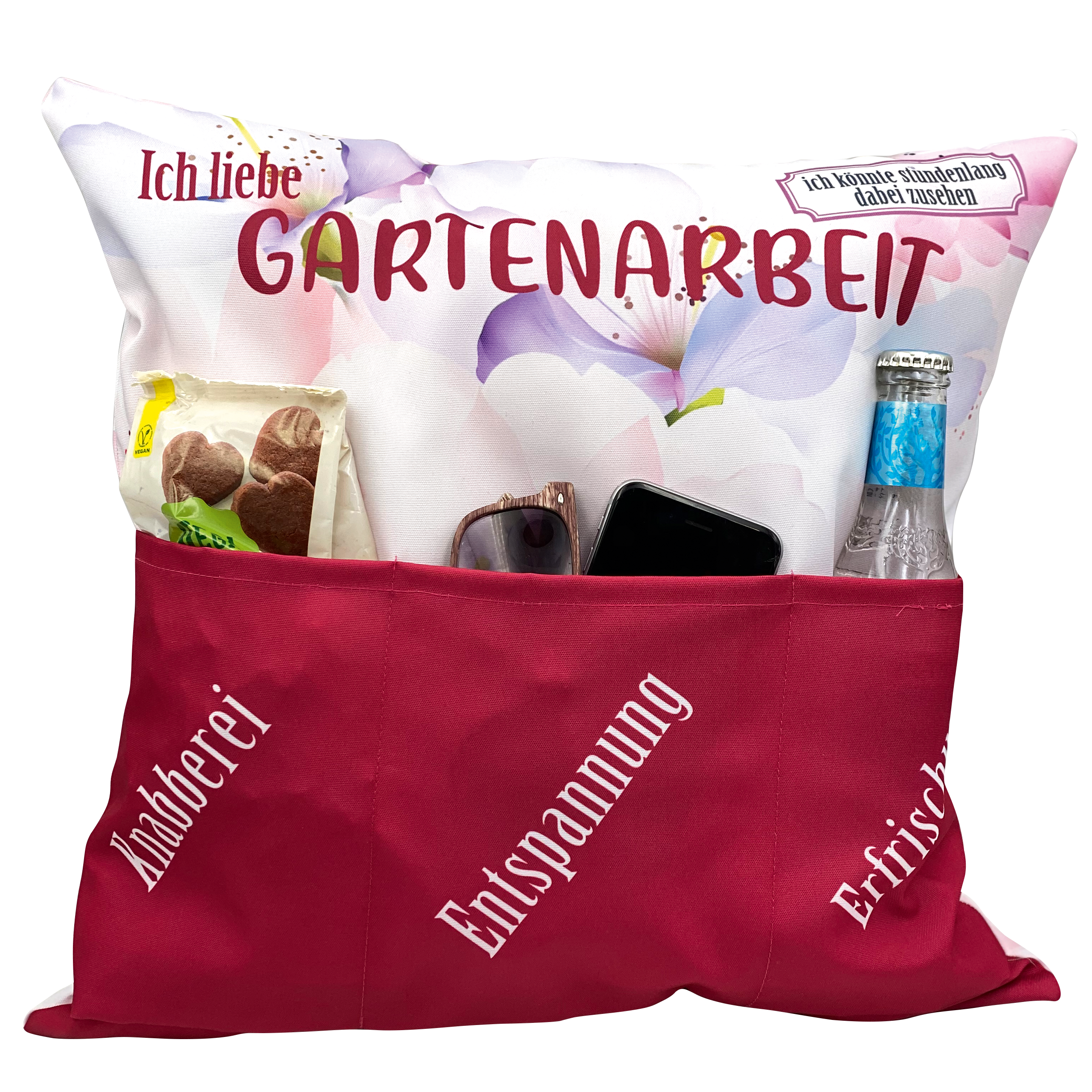 Sofahelden Outdoor Ich liebe Gartenarbeit mit Taschen und Deko