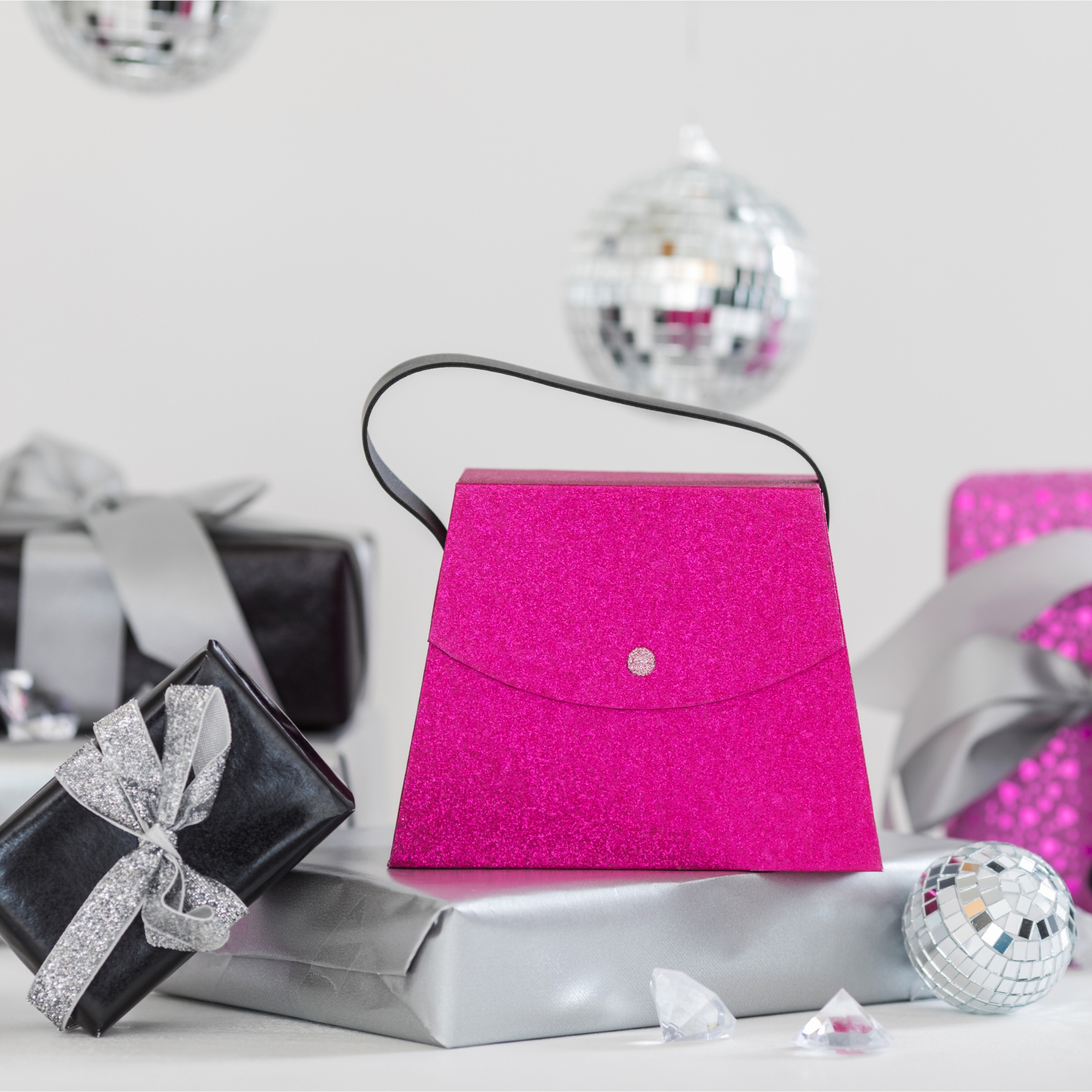 VE Geschenkschachtel, Handtasche, rose sparkle