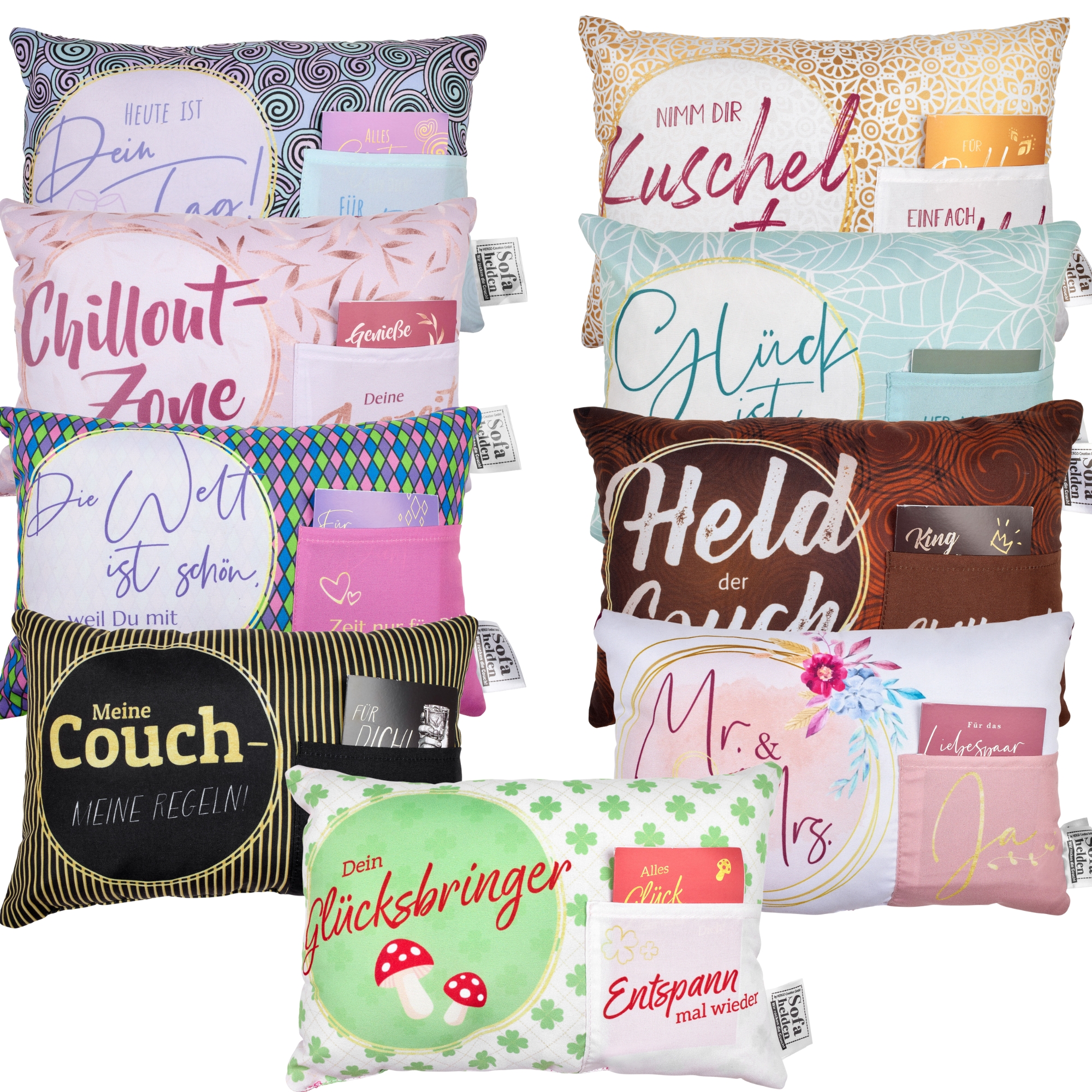 SET Geschenk-Kissen mit Karte, 27 Stk, 9-fach sort