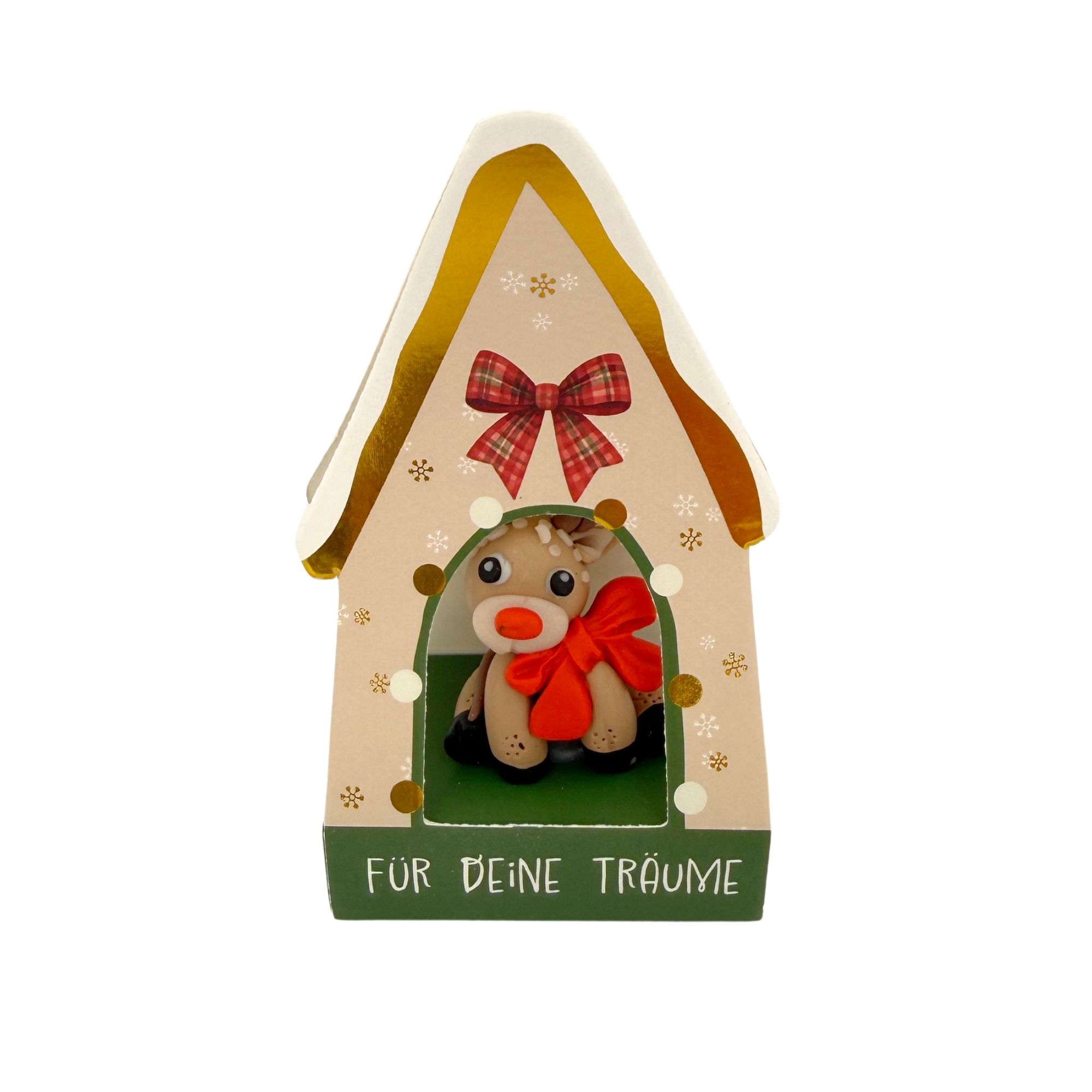 SET Weihnachts-Glücksbringer mit Häuschen, 24 Stk., 4-fach sort